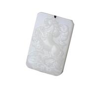 Natural Hetian White Jade Zodiac Horse Pendant Necklace (with Lanyard) for Women Genuine