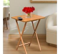 Natural Hevea Wood Folding Snack Table with Sturdy Legs | Heva