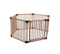 Safetots Wooden Play Den Hexagon 6 X 80Cm, Natural Wood, 76Cm High, With Soft Foam Play Mat, Mocha, 180Cm X 150Cm