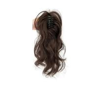 Natural Highlight Curly Ponytail Hairpiece with Claw Clip Synthetic Hairpiece for Women Perfect Looking(Dark Brown)