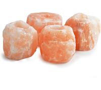 Natural Himalayan Salt Tealight Candle Holder, Hand Carved Crystal Rock Salt Lamp, Decorative Tea Light Holder for Home, Bedroom, Living Room, Meditation, Yoga, Spa & Relaxation Gift(Pack of 4)