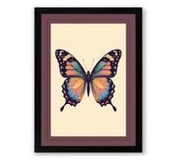 Natural History Butterfly Botanical Framed Wall Art Print A2 (59.4×42cm) Black, Wall Decor for Living Room, Bedroom, Office & Home, Ready to Hang, Art Gift