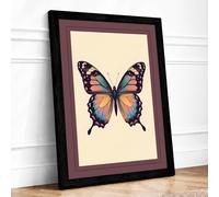 Natural History Butterfly Botanical Framed Wall Art Print A2 Black