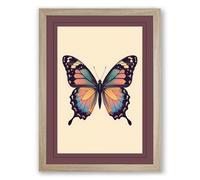 Natural History Butterfly Botanical Framed Wall Art Print A3 (42×29.7cm) Oak, Wall Decor for Living Room, Bedroom, Office & Home, Ready to Hang, Art Gift