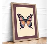 Natural History Butterfly Botanical Framed Wall Art Print A3 Oak