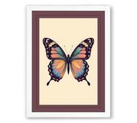 Natural History Butterfly Botanical Framed Wall Art Print A4 (29.7×21cm) White, Wall Decor for Living Room, Bedroom, Office & Home, Ready to Hang, Art Gift