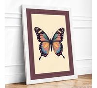 Natural History Butterfly Botanical Framed Wall Art Print A4 White
