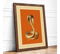 Natural History Cobra Vintage Framed Wall Art Print A4 Walnut