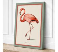 Natural History Flamingo Canvas Wall Art Print 36x24 Inch (91 x 61 cm)