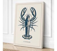 Natural History Lobster Canvas Wall Art Print 36x24 Inch