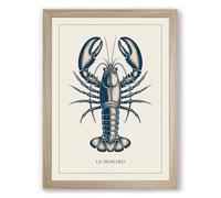 Natural History Lobster Vintage Framed Wall Art Print A3 (42×29.7cm) Oak, Wall Decor for Living Room, Bedroom, Office & Home, Ready to Hang, Art Gift