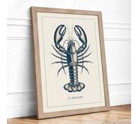 Natural History Lobster Vintage Framed Wall Art Print A3 Oak
