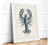 Natural History Lobster Vintage Framed Wall Art Print A3 White