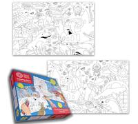 Natural History Museum Colouring Jigsaw Set - 2 x 100 Piece Puzzles with 6 Colouring Pencils - Fun & Educational Activity for Kids