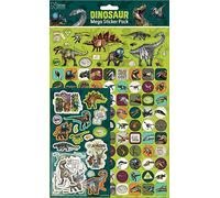 Natural History Museum Dinosaurs Mega Sticker Pack | Three Types of Stickers (Around 150 Total) | Reusable on Non-Porous Surfaces, Green