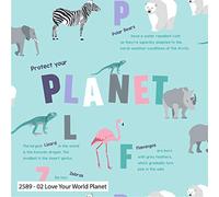 Natural History Museum - Love Your World Collection - Oceans/Planet/World Fabric by The Metre (100% Cotton, Genuine Licensed Fabric) (02 Planet)