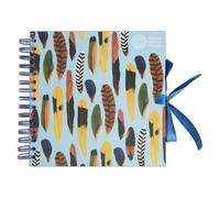 Natural History Museum Wiro Bound Hardback Scrapbook, 40 Pages, White Paper, Feathers, 8" x 8", Multicoloured, with Coordinating Ribbon Closure and Wire Colours