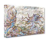 Natural History OctModern OPus Modern BG Canvas Print | Gallery Wrapped 30mm Frame Wall Art | 24x16 inches | Ready to Hang | Retro Picture | Living Room Bedroom Lounge Office