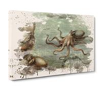 Natural History OctModern OPus Modern FC Canvas Print | Gallery Wrapped 30mm Frame Wall Art | 24x16 inches | Ready to Hang | Retro Picture | Living Room Bedroom Lounge Office