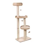 Natural Home Premium Quality Cat Tree - With Solid Wood Base and Spacious Sleeping Areas Made from Woven Water Hyacinth - Suitable for Large Cat Breeds