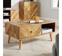 Dallas Herringbone 1 Drawer Coffee Table Unit Home Source Light Oak One Size