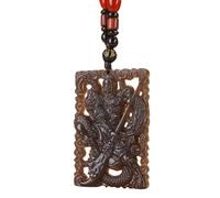 Natural Hotan Smokey Purple Jade Guan Gong Openwork Pendant Necklace (with lanyard) for Women Genuine