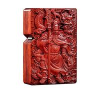 Natural Huanghuali Rosewood Carving Lighter Outer Casing for Zippo Module (Guan Gong Yu Warrior Dragon 3#)