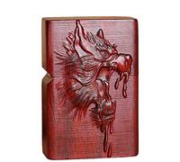 Natural Huanghuali Rosewood Carving Lighter Shell Box For Zippo Module (Wolf Totem)