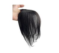 Natural Human Hair Bangs Side Fringe for Women 3D Middle Part False Bangs Clip-in Extensions Invisible Hairpieces Hair Extensions for Daily Wear(Natural Black)