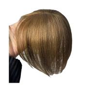 Natural Human Hair Bangs Side Fringe for Women Middle Part False Bangs Clip-in Extensions Invisible Mini Small 15g Hairpieces Topper Hair Extensions for Daily Wear(Light Brown)