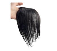 Natural Human Hair Bangs Side Fringe for Women Middle Part False Bangs Clip-in Extensions Invisible Mini Small 15g Hairpieces Topper Hair Extensions for Daily Wear(Natural Black)