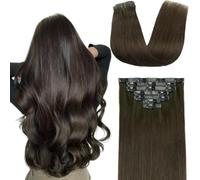 Natural Human Hair Clip In Extensions 55 cm 90 g Brown 7 Wefts | 100% human hair clip in extensions with 7 wefts for natural-looking volume and length.