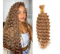 Natural Human Hair Deep Wave Bulk Human Hair For Braiding 18 Inches 100% Human Hair Bulk Hair Extensions 100g #27