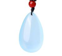 Natural Ice Agate Chalcedony Blue Water Drops Pendant Necklace (with Lanyard) Jade