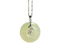 Natural Ice Chalcedony925 Silver Inlaid Safety Buckle Pendant Necklace