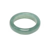Natural Icy Oily Green Jade Flat Square Band Ring with Gift Box for Women