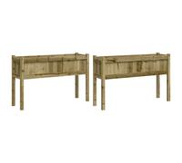(natural impregnated, 2 pcs) vidaXL Garden Planters with Legs Patio Flower Pot Plant Pot Solid Wood Pine