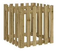 vidaXL Garden Planter w/ Fence Design 60x60x60cm Impregnated Wood Pine, Brown