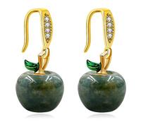 Natural Indian Agate Stone Apple Earrings for Women Teacher, Cute Apple Statement Earrings for Daughter Teen Girls Y4031-UK