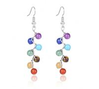 Natural ing 7 Chakras Round Yoga Beads Women Drop Earrings Gem Stone Ears Pendulum Boho Reiki DIY Handmade Jewelry Wall light