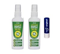Natural Insect Repellent Spray Tropical Formula,Effective Against Mozzies Twin Pack 100ML with Free Orignial Lip Balm