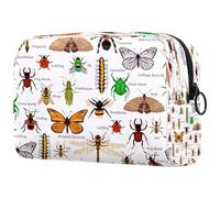 Natural Insects Butterfly Ladybug Bee Firebug and Spider Cosmetic Bag for Women, Travel Toiletries Bags Large Makeup Handy Pouch Organiser Bag with Zipper