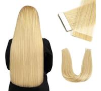 Natural Invisible tape 50g Tape in Hair Extensions Human Hair light Blonde Hair Extensions 20pcs Tape ins Straight Seamless(18 inches)