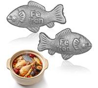 Natural Iron Fish 2-Pack | Food-Grade Cast Iron Cooking Tool | Slow Cooker Safe | Boosts Ferrous Levels | Vegan Athletes Pregnant Women Kids