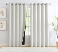 Natural Ivory Total Blackout Linen Textured Window Curtains Panels Burlap Texture Rustic Farmhouse Modern Bedroom Drapes Thermal Insulated Privacy Window Treatment Set for Bedroom, 60"x90"x2