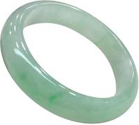 Natural Jade Bangle Bracelet, Light Green, Polished Stone, Round ShapeInner diameter 62-63 millimeters
