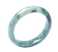 Natural Jade Bangles, Ladies Green Floating Flower Jade Bangle, Emerald Color Floating Flower, with Jewelry Box, 54-64mm,Green