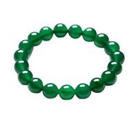 Natural Jade Bracelet for Women, Green Agate Chalcedony Gemstone Crystal Stretch Beaded