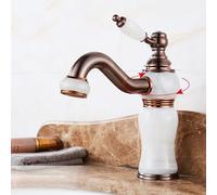 Natural Jade Copper Faucet Antique UnderCounter Tap Classic Topaz Design Hot & Cold Water Vintage Style Elegant Bathroom Kitchen Fixture