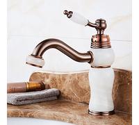 Natural Jade Copper Faucet for Hot & Cold Water Antique UnderCounter Tap Classic Topaz Style Elegant Bathroom & Kitchen Sink Fixture Vintage Design for Home Decor